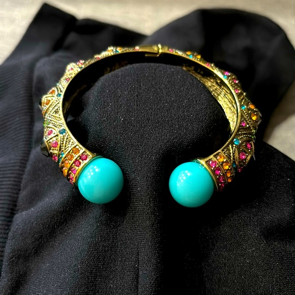 Heidi Daus turquoise cap multicolour crystal hinged bracelet set - Picture 2 of 7